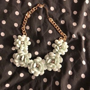Teal flower statement necklace
